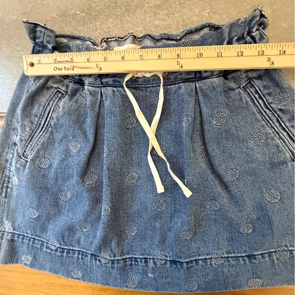 Marc by Marc Jacobs Embroidered Polka Dot Denim Paperbag Mini Skirt Size Small - Picture 8 of 9